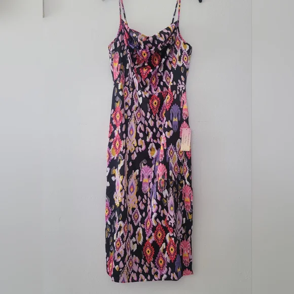 Cowl Neck Slip Dress - Desert Ikat Black Size 10 - Picture 6 of 16
